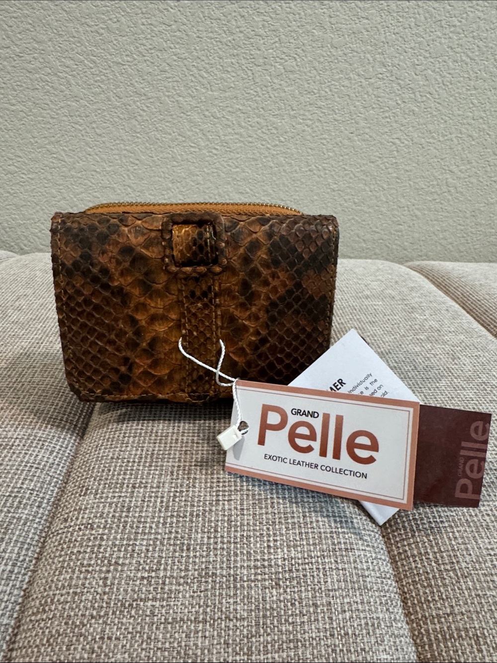 Brown Exotic Leather Zip Wallet